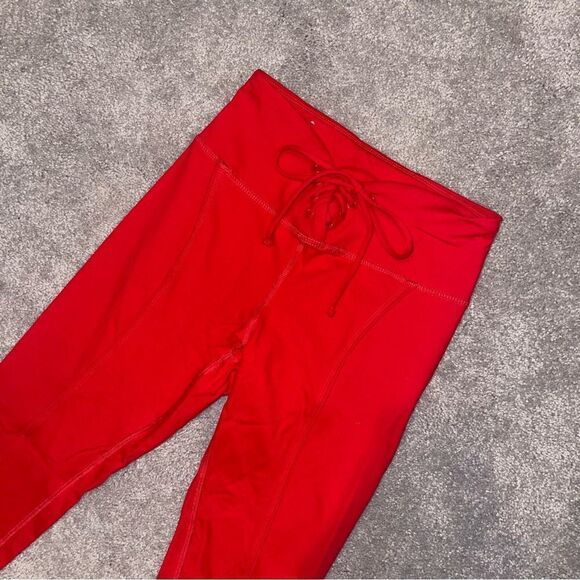 F21 Red Lace-up Leggings - Picture 4 of 8